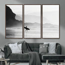 Surfer Beach Wall Art – Framed Black White Ocean Canvas by MyGreatCanvas | Canvas Wall Art Prints | Photo Prints & Wall Decor