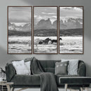 Wild Horses Wall Art – Framed Black White Mountain Canvas by MyGreatCanvas | Canvas Wall Art Prints | Photo Prints & Wall Decor