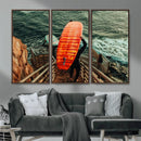 Surfer Stairway Wall Art – Framed Ocean Surf Canvas Artwork, by MyGreatCanvas | Canvas Wall Art Prints | Photo Prints & Wall Decor