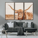 Longhorn Bull Wall Art Canvas Print – Framed Western Cow