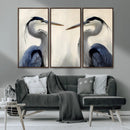 Blue Heron Pair Wall Art Canvas Print – Framed Coastal Bird