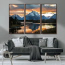 Mountain Sunset Wall Art Canvas Print – Framed Alpine