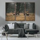Deer Wall Art Canvas Print – Framed Rustic Wildlife Stags