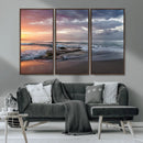 Golden Hour Wall Art Canvas Print – Framed Tranquil Waves