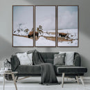 Bison Wildlife Wall Art Canvas Print – Framed Snowy Prairie
