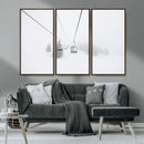 Ski Lift Wall Art Canvas Print – Snowy Alpine Landscape