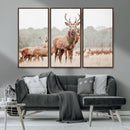 Rustic Nature Wall Art Canvas Print – Stag Woodland Framed