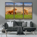 Texas Longhorn Pair Wall Art Canvas Print – Peaceful Rustic by MyGreatCanvas | Canvas Wall Art Prints | Photo Prints & Wall Decor