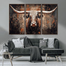 Rustic Longhorn Bull Wall Art Canvas Print – Vintage Western by MyGreatCanvas | Canvas Wall Art Prints | Photo Prints & Wall Decor