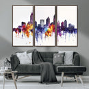 Atlanta Skyline Wall Art Canvas Print – Framed Colorful