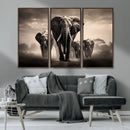 Elephant Family Wall Art Canvas Print, Framed Elephant Wall