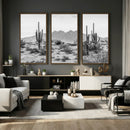 Black White Arizona Desert Canvas Wall Art Cactus Farmhouse