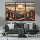 Wooden Mountain Layers Art – Rustic Pine Tree Landscape by MyGreatCanvas | Canvas Wall Art Prints | Photo Prints & Wall Decor