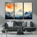 Warm Clouds Abstract Mountain Wall Art Canvas Print