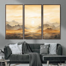 Sepia Color Abstract Mountain Wall Art Canvas Print