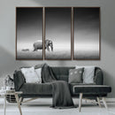 Elephand and Zebra Wall Art Canvas Print, Modern Artwork