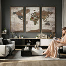 World Map Canvas Print – Framed Detailed Map of the World