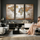 Vibrant Watercolor World Map Canvas Wall Art – Framed Travel