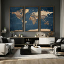 Navy Blue World Map Canvas Print – Framed Travel Map Wall by MyGreatCanvas | Canvas Wall Art Prints | Photo Prints & Wall Decor
