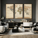 Framed World Map Wall Art for Home and Office Decor