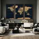 Vintage World Map Canvas on the Dark Background Wall Art by MyGreatCanvas | Canvas Wall Art Prints | Photo Prints & Wall Decor