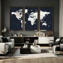 Black World Map Wall Art Canvas Print for Home Office and by MyGreatCanvas | Canvas Wall Art Prints | Photo Prints & Wall Decor