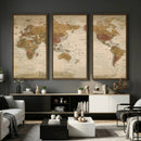 Vintage Detailed World Map Wall Art Canvas Print – Antique