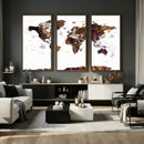 Rustic World Map Wall Art Canvas Print | Large World Map on