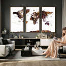 Rustic World Map Wall Art Canvas Print | Large World Map on