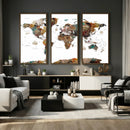 Watercolor World Map Canvas Print – Detailed Map of the