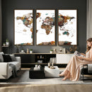 Watercolor World Map Canvas Print – Detailed Map of the