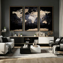 Grunge World Map Wall Art | 3-Panel Large Beige and Brown by MyGreatCanvas | Canvas Wall Art Prints | Photo Prints & Wall Decor