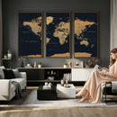 Vintage World Map Earth Globe Countries Oceans Continents