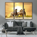 Wild Horses Wall Art Canvas Print – Framed Galloping Herd