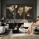 Framed World Map with Pin Canvas Print – Detailed World Map