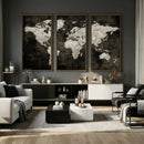 Vintage World Map Wall Art Canvas Print – Framed Large Map