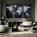 Black World Map Canvas Print – Detailed Map for Couples and by MyGreatCanvas | Canvas Wall Art Prints | Photo Prints & Wall Decor