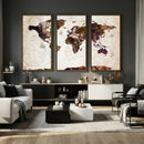 Blue Watercolor World Map Canvas Print – Framed Modern Wall