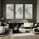 Neutral Vintage World Map Canvas Wall Art Print, Classic Map