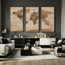 World Map Canvas Wall Art Print, Detailed Global Map Artwork
