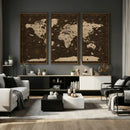Colorful World Map Canvas Wall Art with Landmarks – Framed by MyGreatCanvas | Canvas Wall Art Prints | Photo Prints & Wall Decor