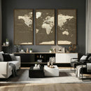 Vintage World Map Canvas Print – Framed Travel Map Wall Art