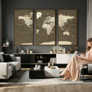 Vintage World Map Canvas Print – Framed Travel Map Wall Art