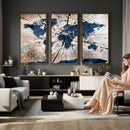 Rustic World Map Canvas Print – Framed Wall Art for Couples,