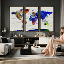 Vintage World Map Canvas Wall Art – Framed Travel Map with