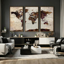 World Map Canvas Triptych – Colorful Global Wall Art for by MyGreatCanvas | Canvas Wall Art Prints | Photo Prints & Wall Decor