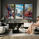 London Street Canvas Wall Art — Big Ben Red Bus Print | Oil by MyGreatCanvas | Canvas Wall Art Prints | Photo Prints & Wall Decor