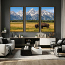 Bison in Mountain Landscape Wall Art Canvas Print – Western by MyGreatCanvas | Canvas Wall Art Prints | Photo Prints & Wall Decor