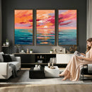 Bold Palette Knife Ocean Sunset Canvas — Orange Pink Teal by MyGreatCanvas | Canvas Wall Art Prints | Photo Prints & Wall Decor