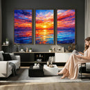 Colorful Knife Ocean Sunset Canvas — Orange Pink Teal by MyGreatCanvas | Canvas Wall Art Prints | Photo Prints & Wall Decor